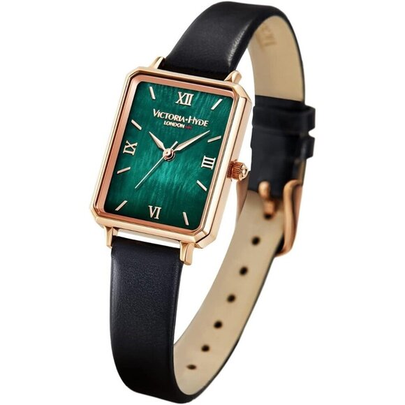 Accessories - VICTORIA HYDE Womens Elegant Watch Mother of Pearl Dial Black Leather Band